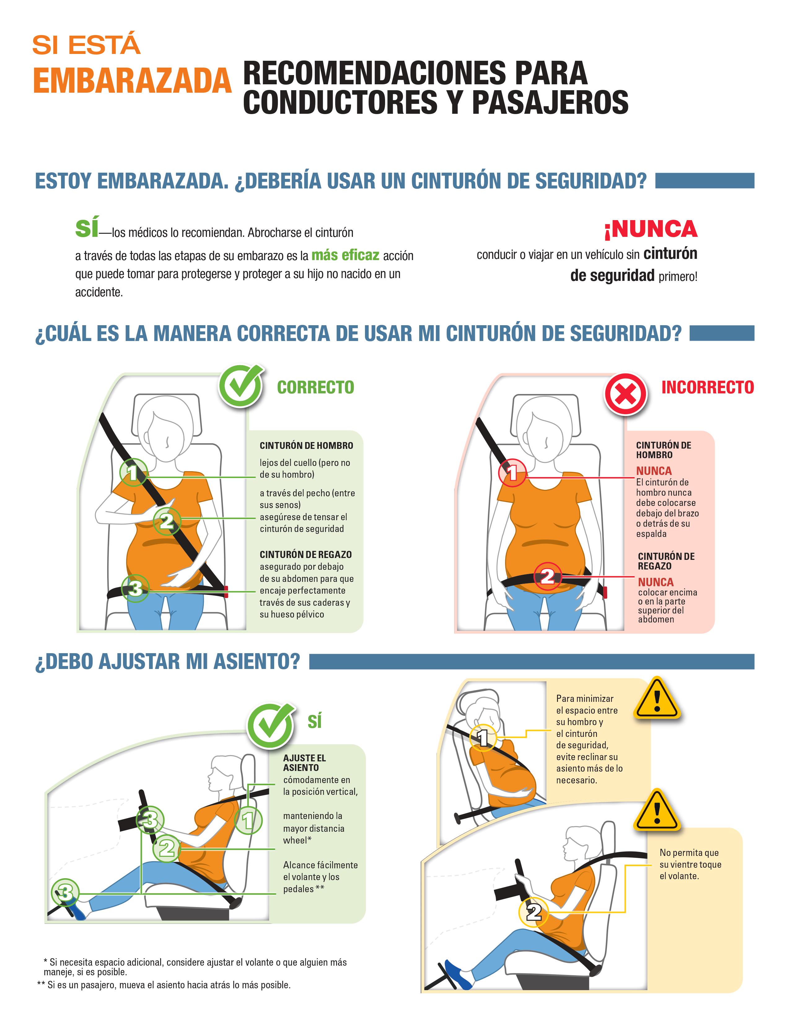 Seatbelt safety during pregnancey flyer - Spanish version